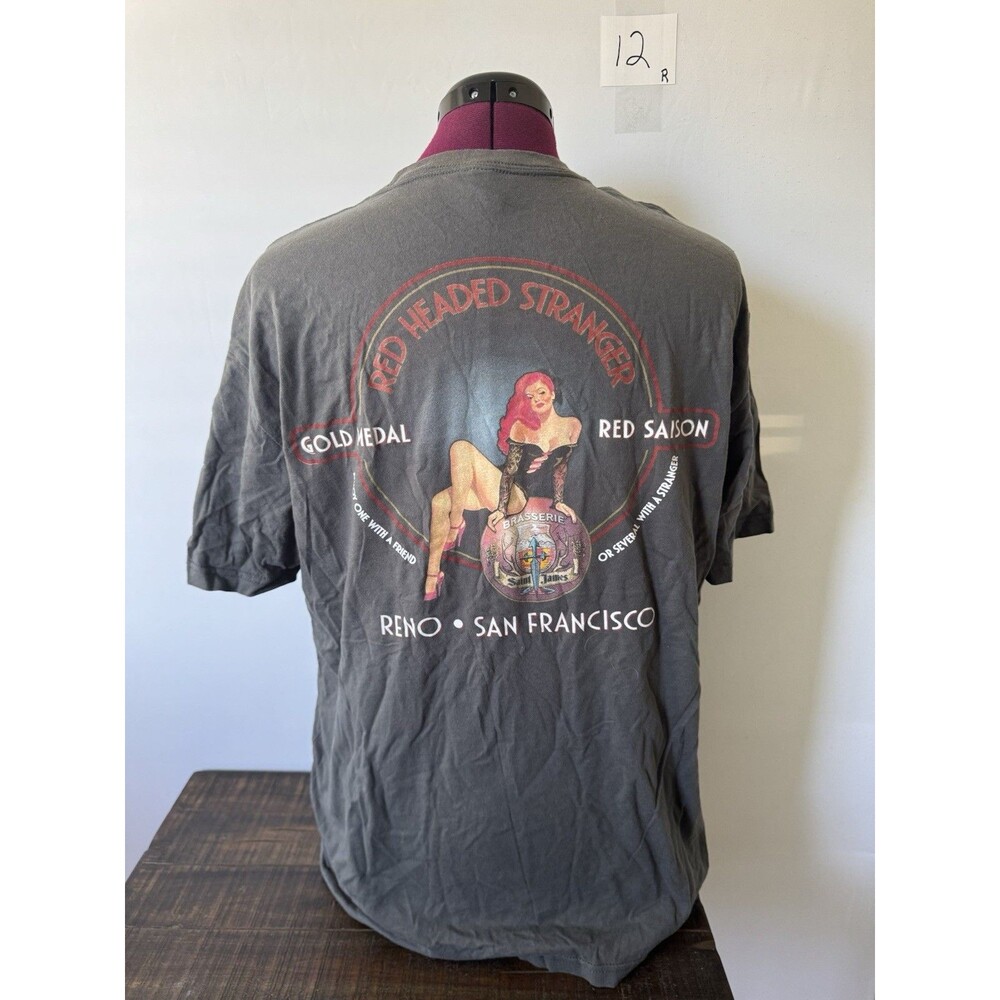 Brasserie Saint James Red Headed Stranger Beer T-Shirt XL Gray Graphic